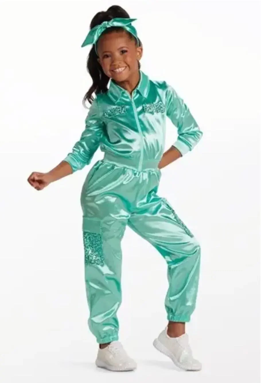 Weissman Girls Showtime Dance Jumpsuit Halloween Costume Teal Size LC 14